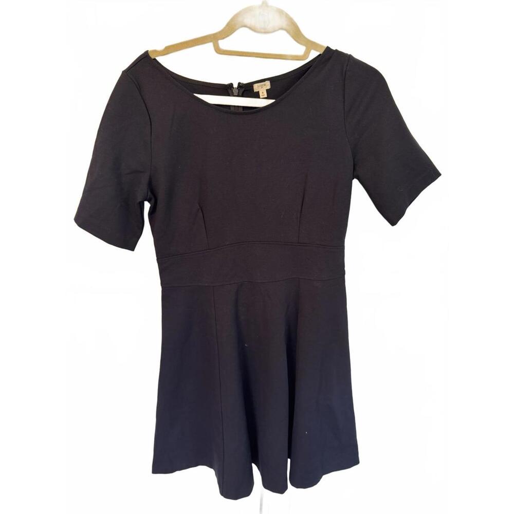 J.CREW Dress Women's Black Flared Ponte Day Wear Everywhere Stretch SIZE 8